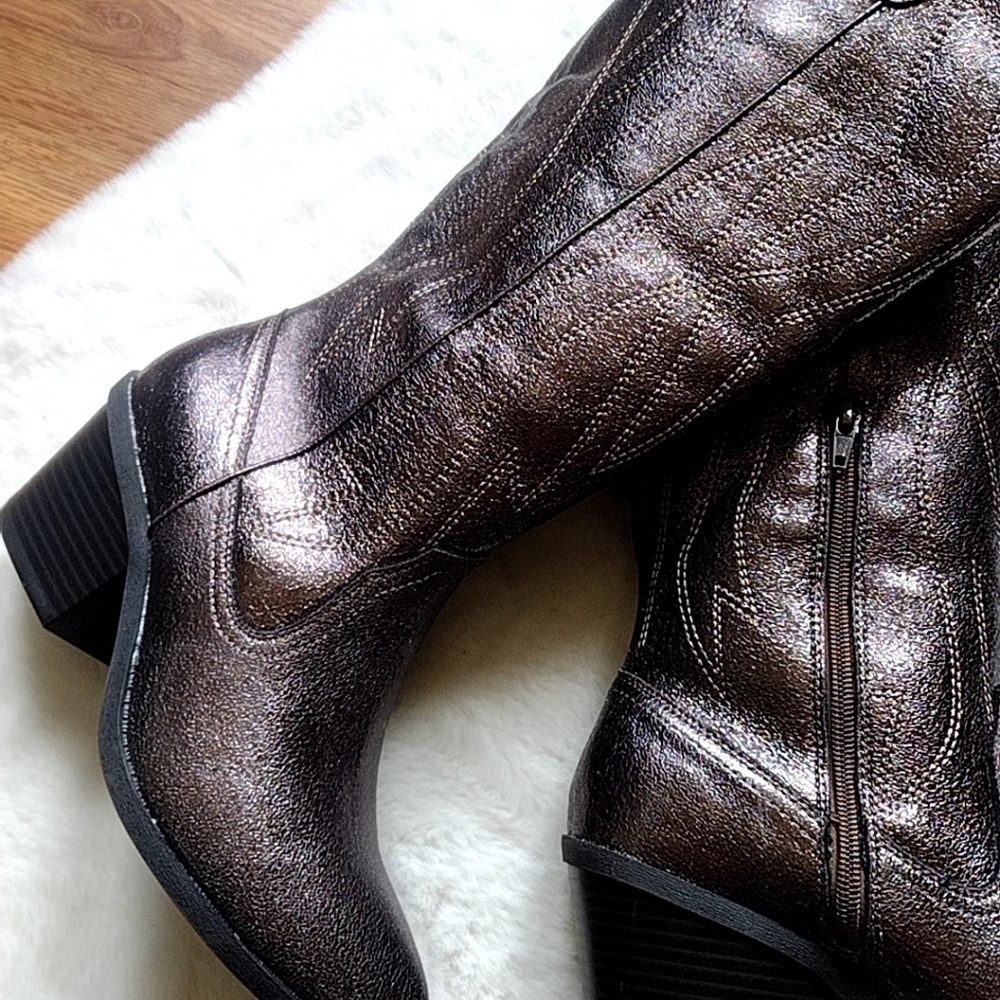 Women's Country Western Boots Festival Metallic Boots Stacked Heel | Size 7.5 - Picture 17 of 17